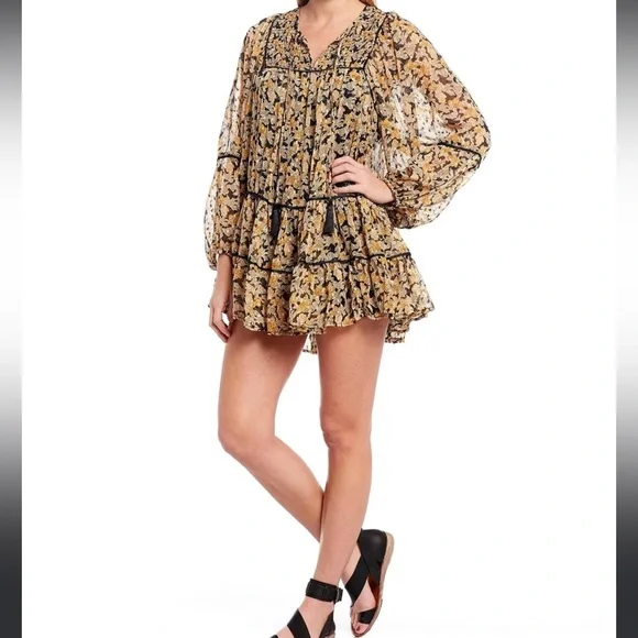 Free people Floral Long Sleeve Mini Dress - Picture 1 of 5